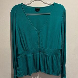 Torrid Green Peplum Long Sleeve Blouse
